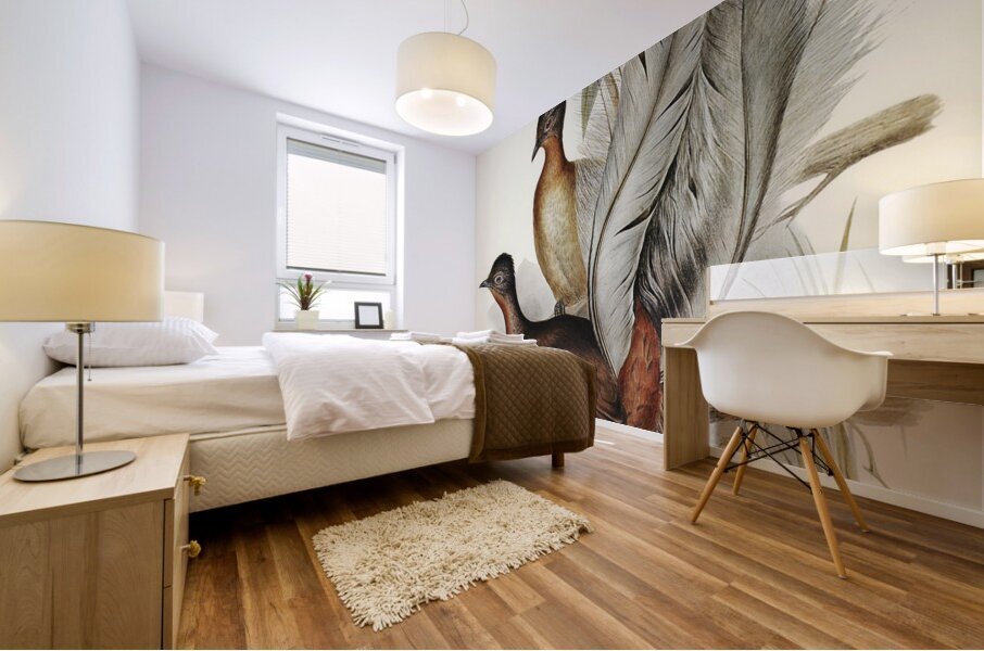 Albert Lyre-Bird Menura Alberti illustrated by Elizabeth Gould 1804–1841 for John Gould’s 1804-1881 Birds of Australia  Mural print