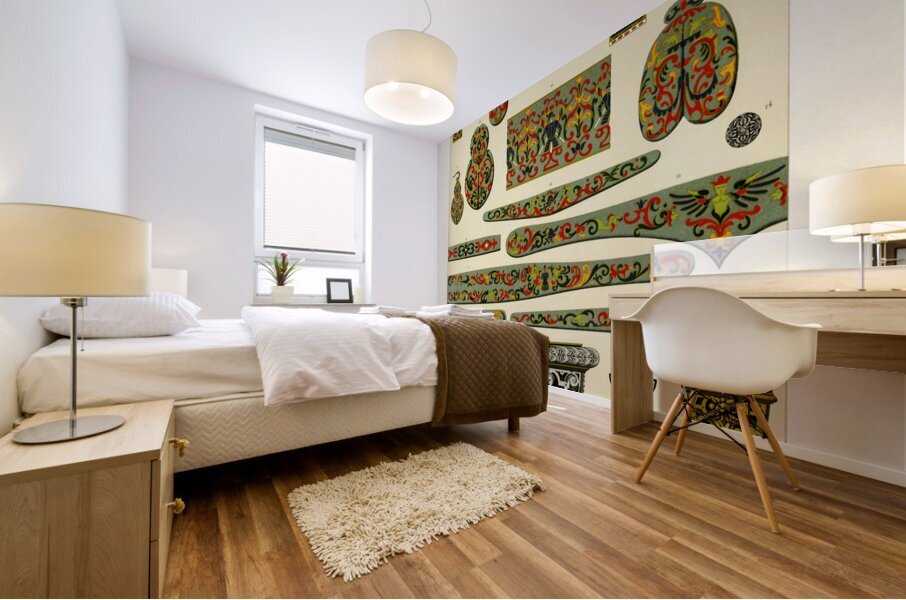 16th Century pattern. 1888 edition Lornement Polychrome by Albert Racine 1825–1893. Mural print