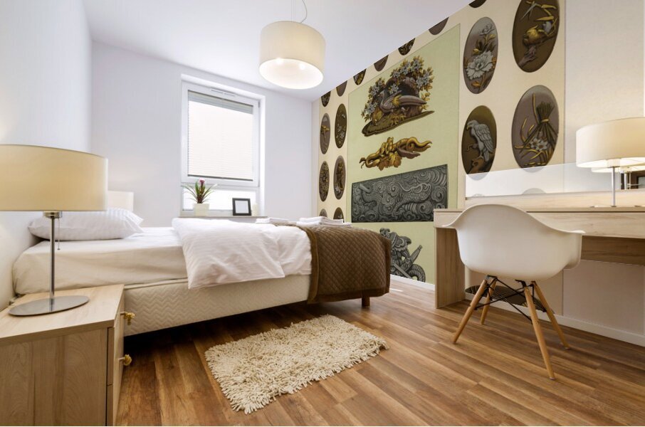 Japan pattern. 1888 edition Lornement Polychrome by Albert Racine 1825–1893. Mural print