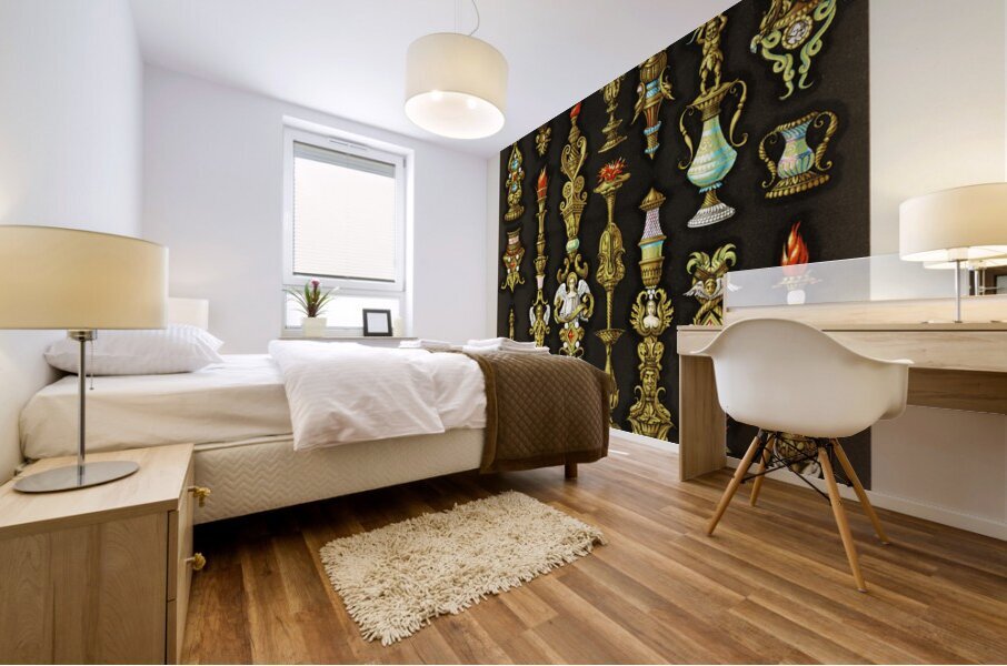 16th Century pattern. 1888 edition Lornement Polychrome by Albert Racine 1825–1893. Mural print