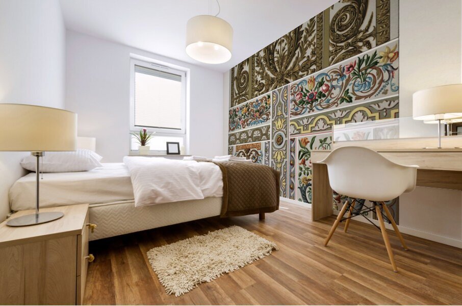 17th Century pattern. 1888 edition Lornement Polychrome by Albert Racine 1825–1893. Mural print