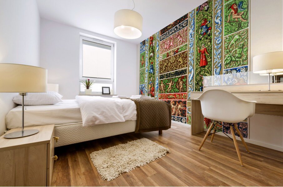 Renaissance pattern. 1888 edition Lornement Polychrome by Albert Racine 1825–1893. Mural print