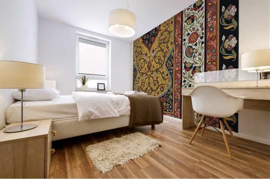 Persian pattern. 1888 edition Lornement Polychrome by Albert Racine 1825–1893. Mural print