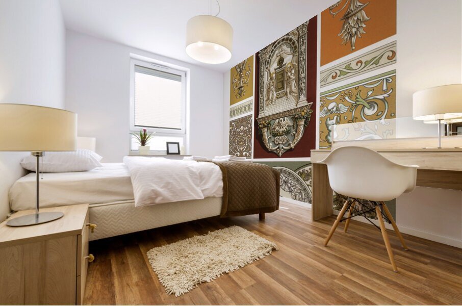 Renaissance pattern. 1888 edition Lornement Polychrome by Albert Racine 1825–1893. Mural print