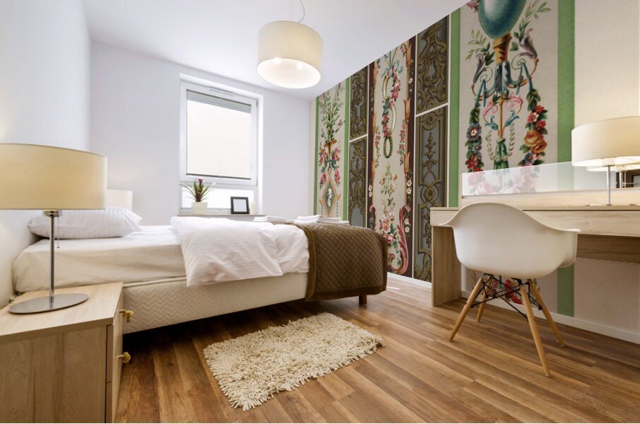 18th Century pattern. 1888 edition Lornement Polychrome by Albert Racine 1825–1893. Impression murale