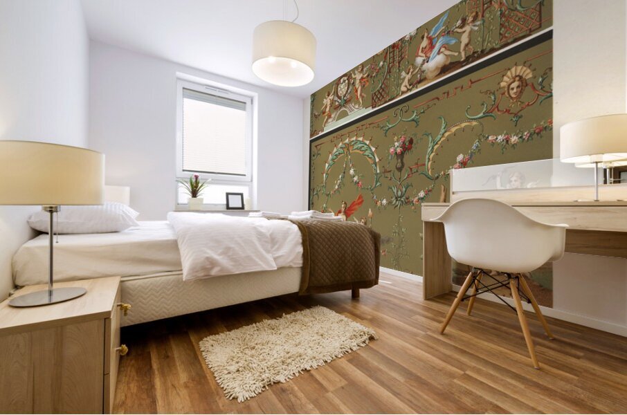 18th Century pattern. 1888 edition Lornement Polychrome by Albert Racine 1825–1893. Mural print