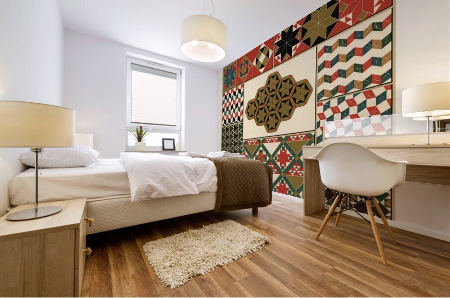 Roman-Byzantine pattern. 1888 edition Lornement Polychrome by Albert Racine 1825–1893. Impression murale