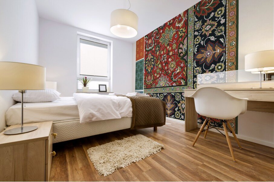 Persian pattern. 1888 edition Lornement Polychrome by Albert Racine 1825–1893. Mural print