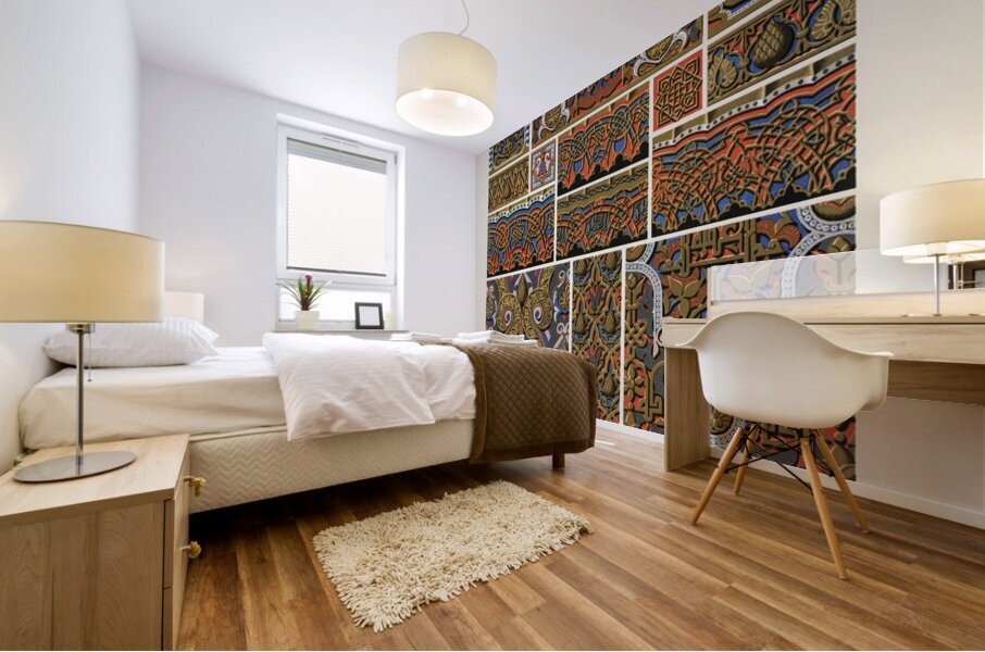 Moresque pattern. 1888 edition Lornement Polychrome by Albert Racine 1825–1893. Mural print