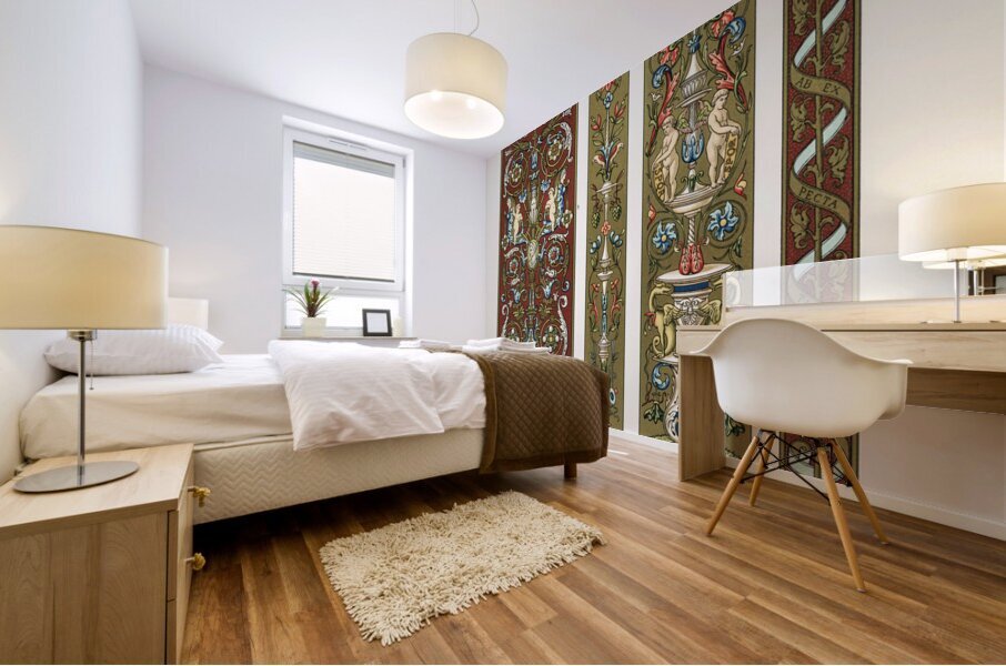 Renaissance pattern. 1888 edition Lornement Polychrome by Albert Racine 1825–1893. Mural print