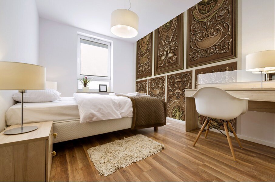 Renaissance pattern. 1888 edition Lornement Polychrome by Albert Racine 1825–1893. Mural print