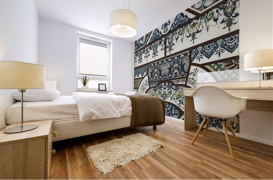 17th and 18th Century pattern. 1888 edition Lornement Polychrome by Albert Racine 1825–1893. Mural print