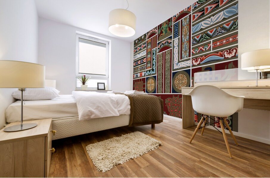 Middle-Ages pattern. 1888 edition Lornement Polychrome by Albert Racine 1825–1893. Mural print