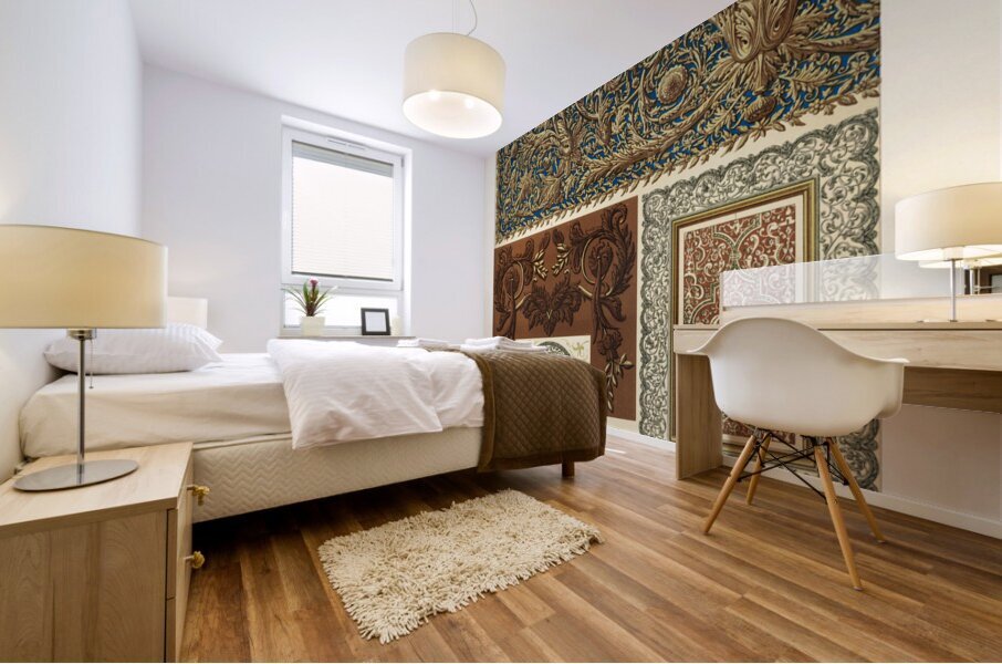 17th Century pattern. 1888 edition Lornement Polychrome by Albert Racine 1825–1893. Mural print