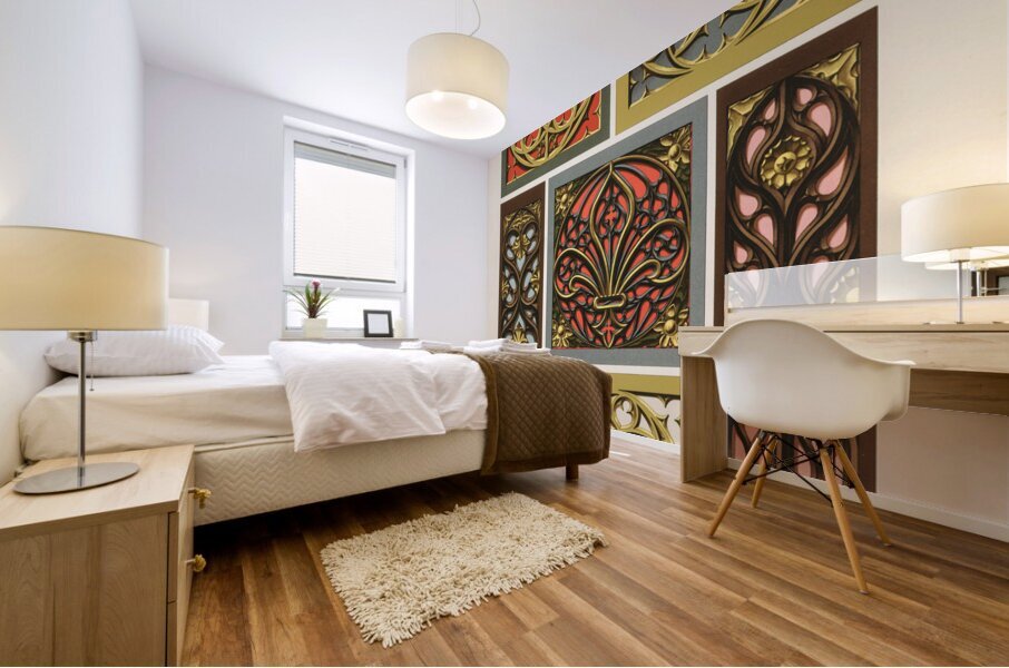 Middle-Ages pattern. 1888 edition Lornement Polychrome by Albert Racine 1825–1893. Mural print