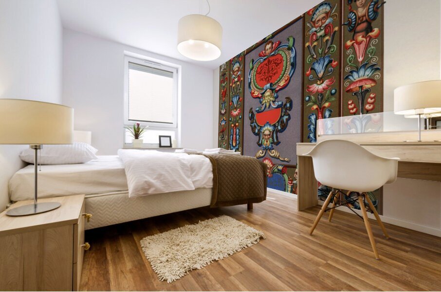 Renaissance pattern. 1888 edition Lornement Polychrome by Albert Racine 1825–1893. Mural print