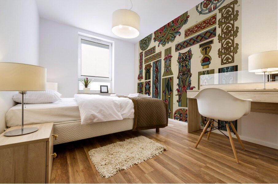 Middle-Ages pattern. 1888 edition Lornement Polychrome by Albert Racine 1825–1893. Mural print