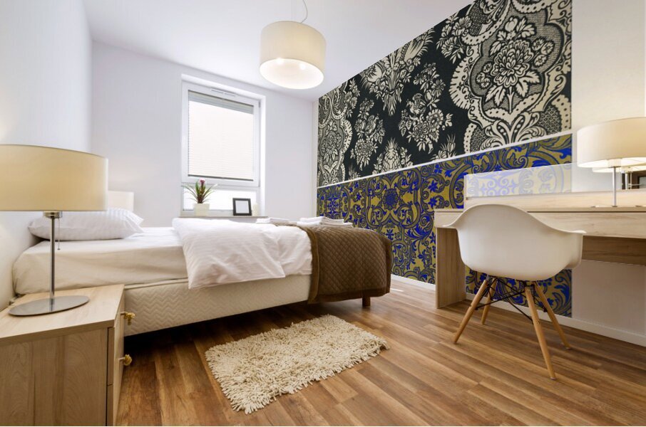 17th Century pattern. 1888 edition Lornement Polychrome by Albert Racine 1825–1893. Mural print