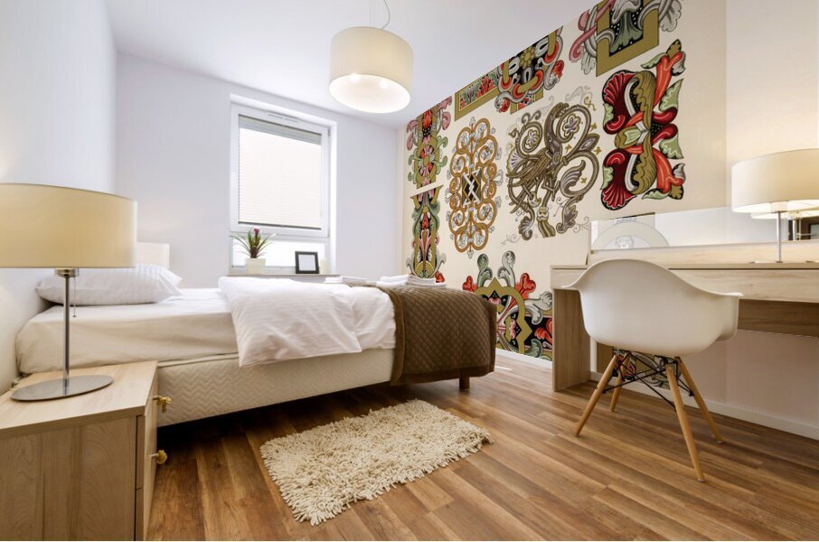 Middle-Ages pattern. 1888 edition Lornement Polychrome by Albert Racine 1825–1893. Mural print