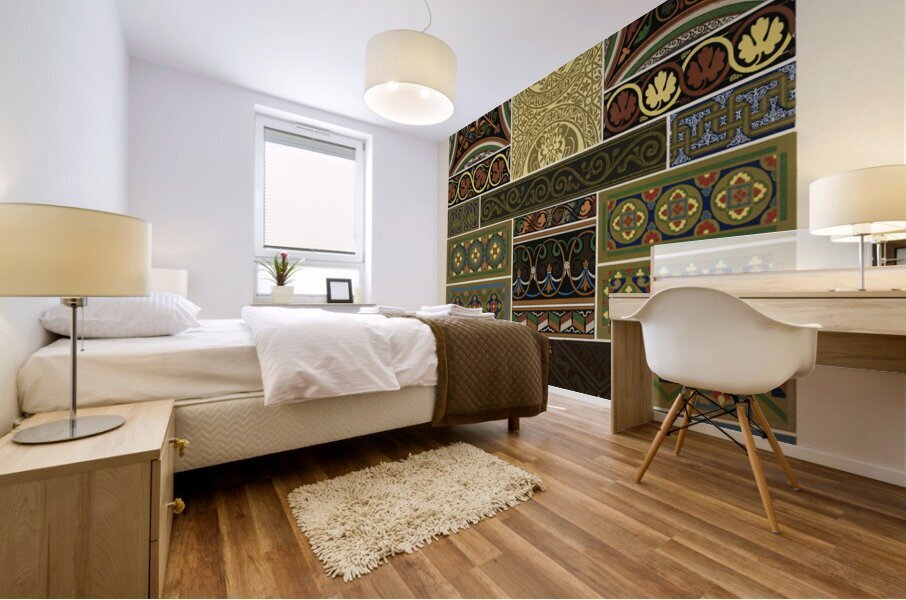 Middle-Ages pattern. 1888 edition Lornement Polychrome by Albert Racine 1825–1893. Mural print