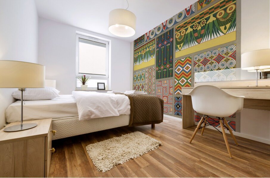 Egyptian pattern. 1888 edition Lornement Polychrome by Albert Racine 1825–1893. Mural print