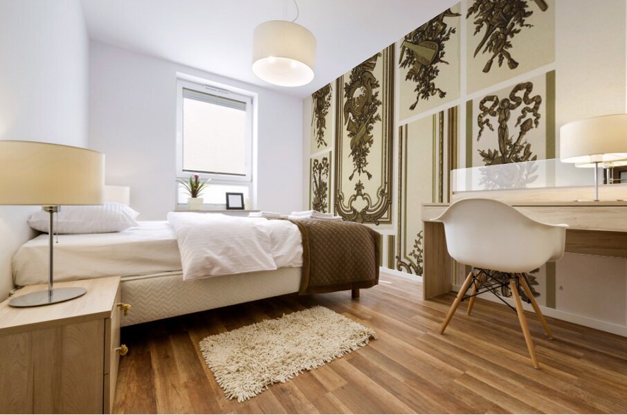 18th Century pattern. 1888 edition Lornement Polychrome by Albert Racine 1825–1893. Mural print