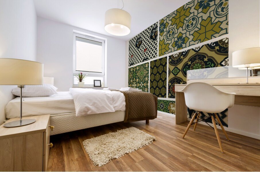 Japan pattern. 1888 edition Lornement Polychrome by Albert Racine 1825–1893. Mural print