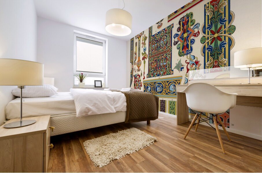 Celtic pattern. 1888 edition Lornement Polychrome by Albert Racine 1825–1893. Mural print