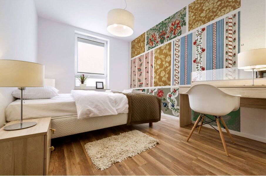 18th Century pattern. 1888 edition Lornement Polychrome by Albert Racine 1825–1893. Mural print