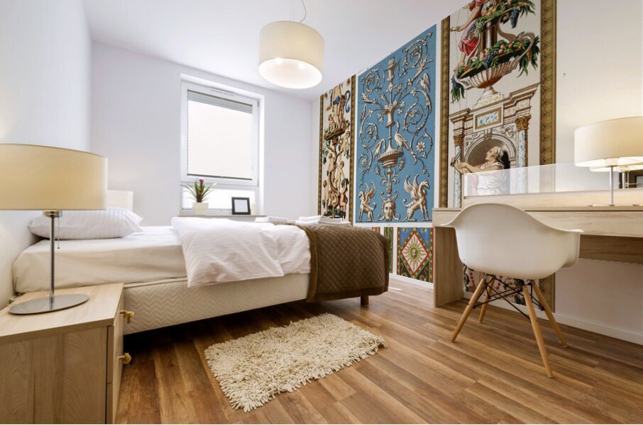 Renaissance pattern. 1888 edition Lornement Polychrome by Albert Racine 1825–1893. Mural print