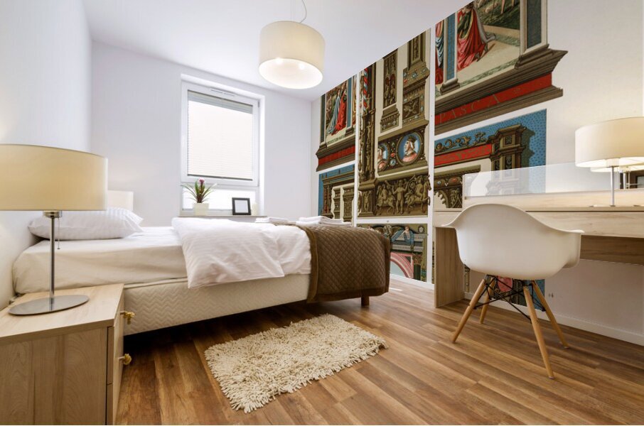 Renaissance pattern. 1888 edition Lornement Polychrome by Albert Racine 1825–1893. Mural print