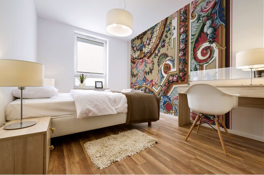 18th Century pattern. 1888 edition Lornement Polychrome by Albert Racine 1825–1893. Mural print