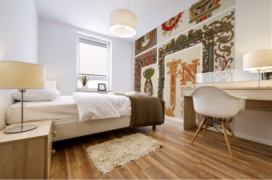 Middle-Ages pattern. 1888 edition Lornement Polychrome by Albert Racine 1825–1893. Mural print