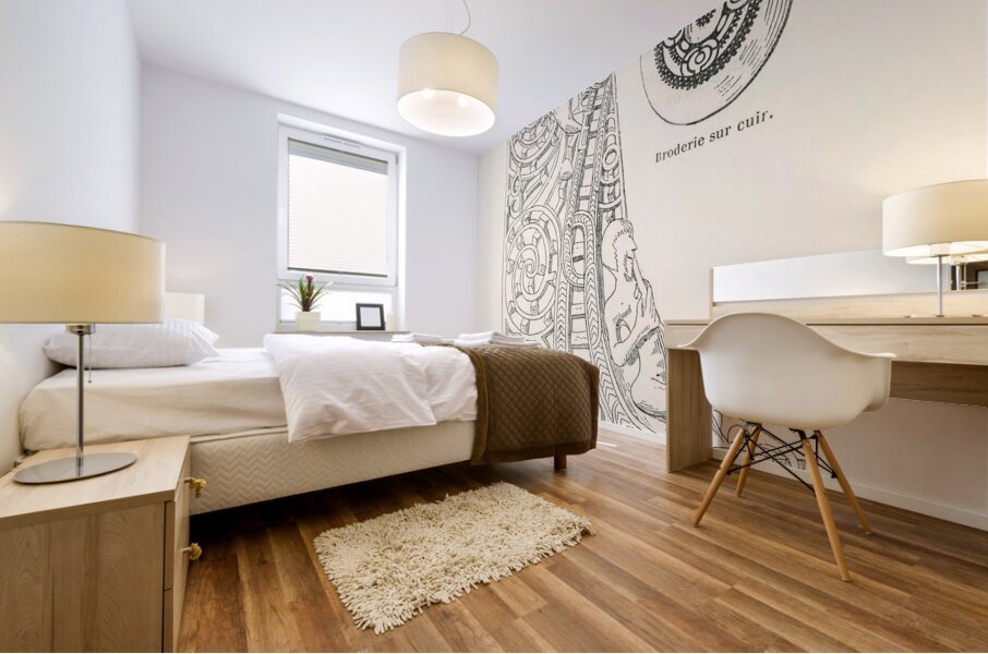 Canoe decorative element. 1888 edition Lornement Polychrome by Albert Racine 1825–1893. Mural print