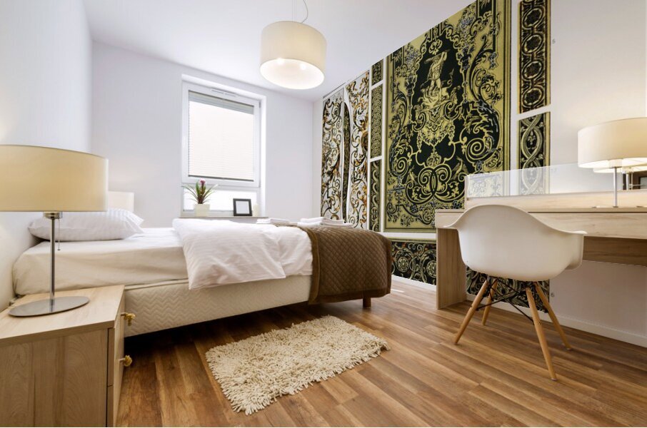 17th and 18th Century pattern. 1888 edition Lornement Polychrome by Albert Racine 1825–1893. Mural print