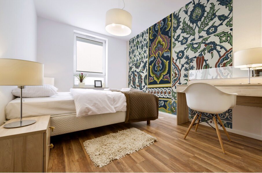 18th Century pattern. 1888 edition Lornement Polychrome by Albert Racine 1825–1893. Mural print