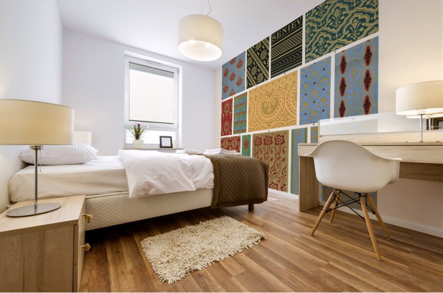 Middle-Ages pattern.  1888 edition Lornement Polychrome by Albert Racine 1825–1893. Mural print