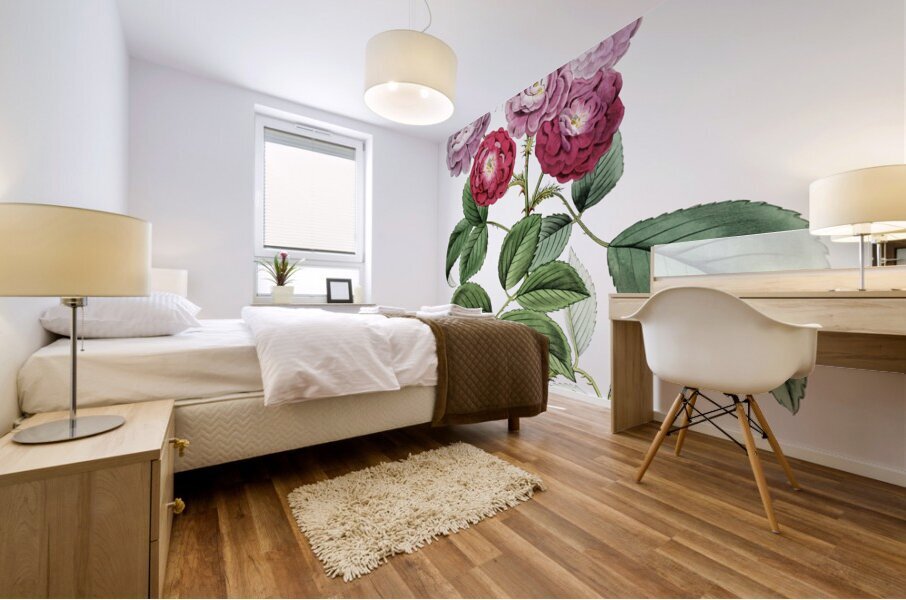 The seven sisters rose from Edwards Botanical Register 1829-1847  by Sydenham Edwards John Lindley and James Ridgway. Mural print