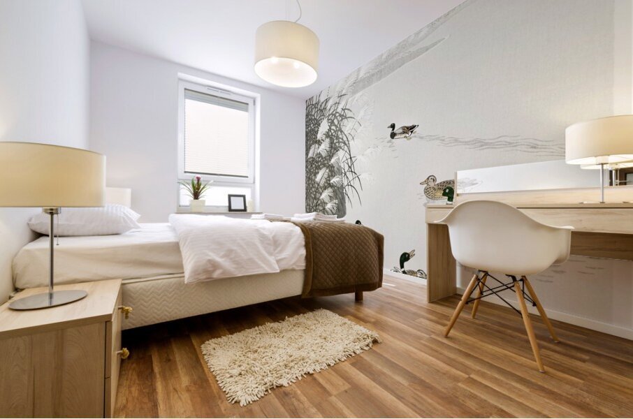 Ducks in the water 1931 by Ohara Koson 1877-1945. Mural print