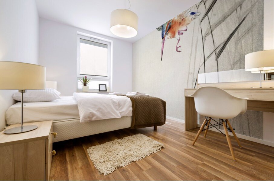 Kingfisher hunting for fish in the water 1900 by Ohara Koson 1877-1945. Mural print