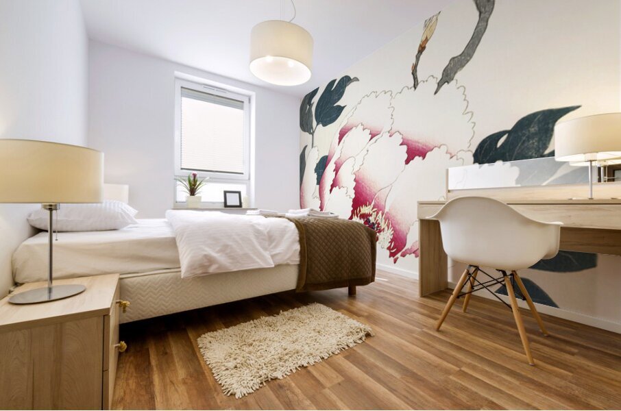 Peony with butterfly 1925 - 1936 by Ohara Koson 1877-1945. Mural print