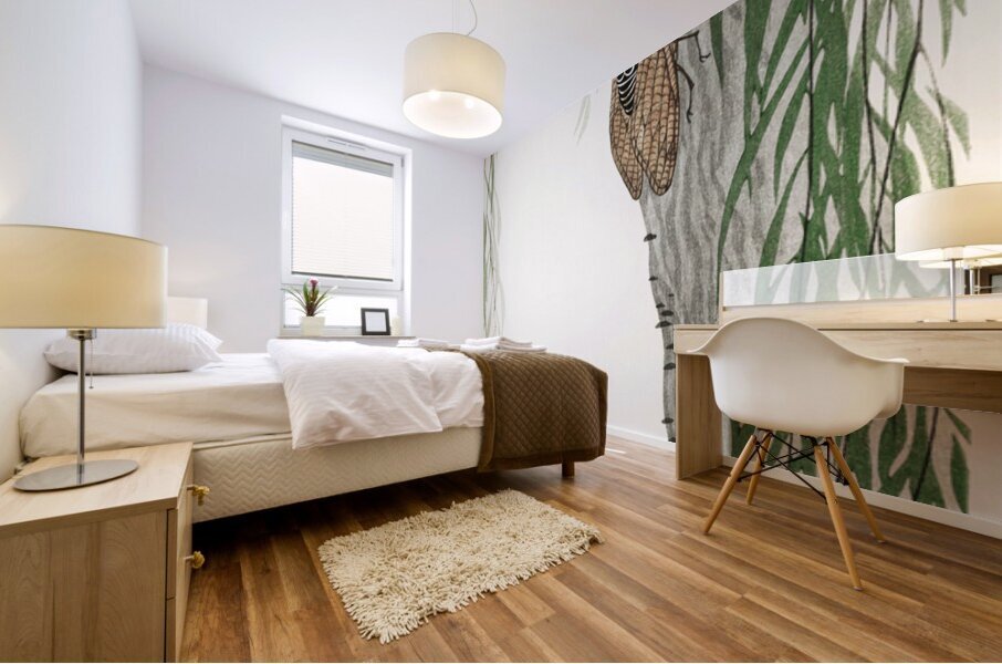 Cicada on tree 1900 - 1936 by Ohara Koson 1877-1945. Mural print