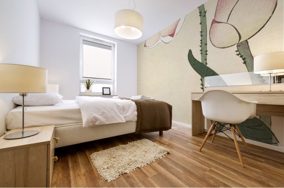 Gallinule with Lotus Flowers 1900 - 1930 by Ohara Koson 1877-1945. Mural print