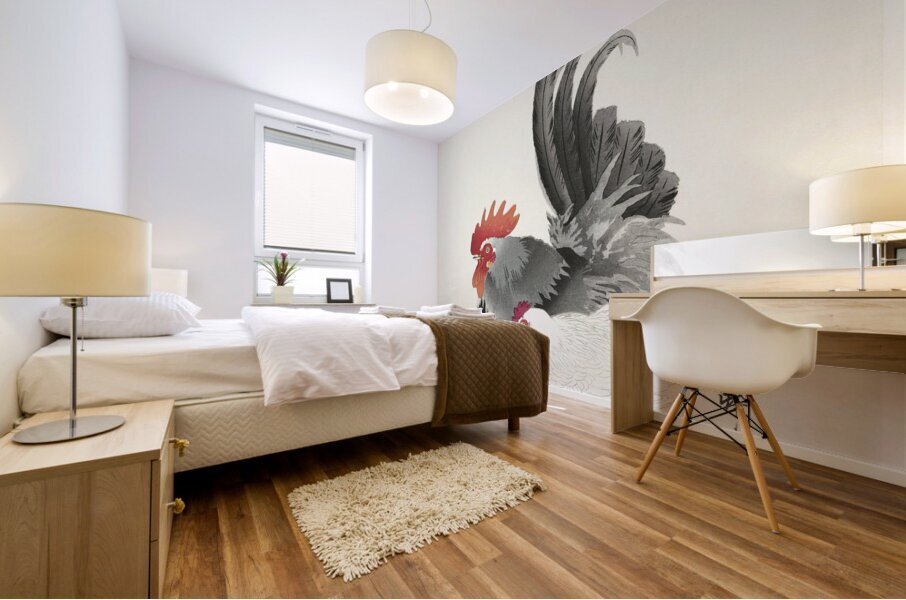 Gallinule with Lotus Flowers 1900 - 1930 by Ohara Koson 1877-1945. Mural print