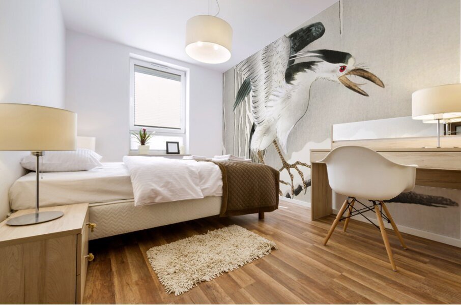 Emerge on snowy branch 1900 - 1930 by Ohara Koson 1877-1945. Mural print