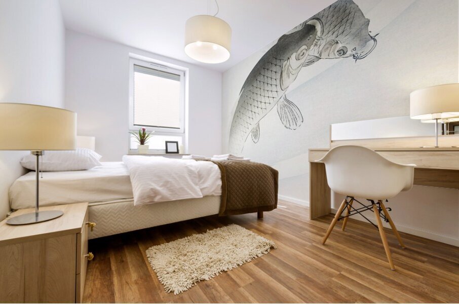 Two carp fish 1900 - 1910 by Ohara Koson 1877-1945. Mural print