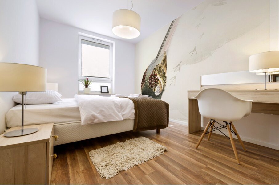 Pheasant couple in the snow 1900 - 1945 by Ohara Koson 1877-1945. Mural print