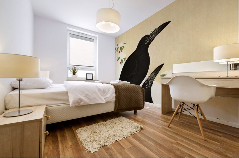 Crows in snow 1900 - 1936 by Ohara Koson 1877-1945. Mural print