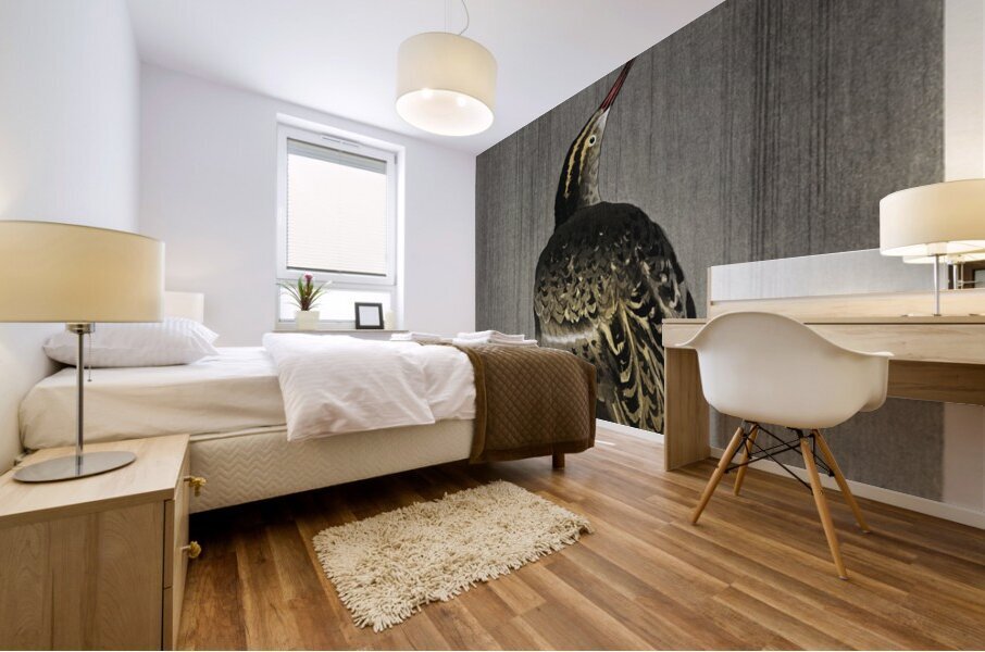 Snipe in the rain 1900 - 1930 by Ohara Koson 1877-1945. Mural print