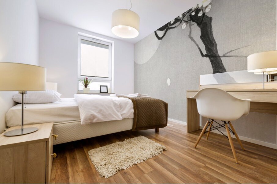 Plum blossom and full moon 1900 - 1936 by Ohara Koson 1877-1945. Mural print